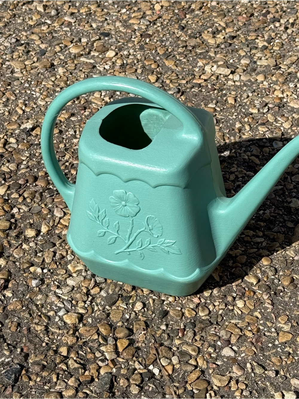 Pastel Blue Floral Plastic MCM Vintage Plant Watering Can by Continental Canada
